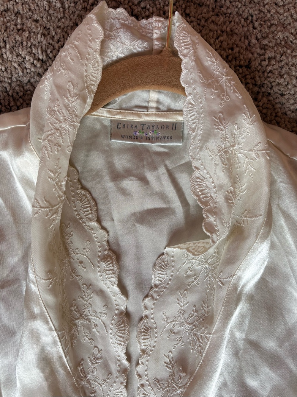 Erika Taylor II Satin Embroidered Ivory Nightshirt, 1X